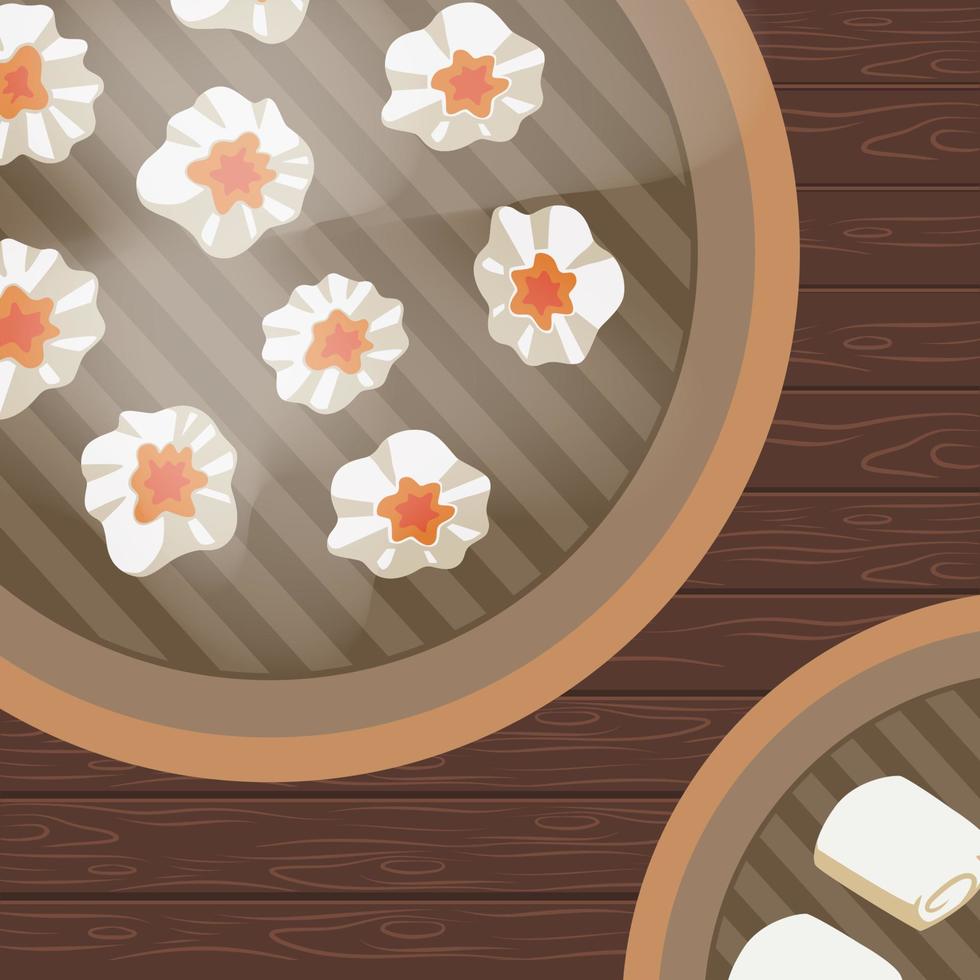 dim sum piatto stile illustrazione vettore design