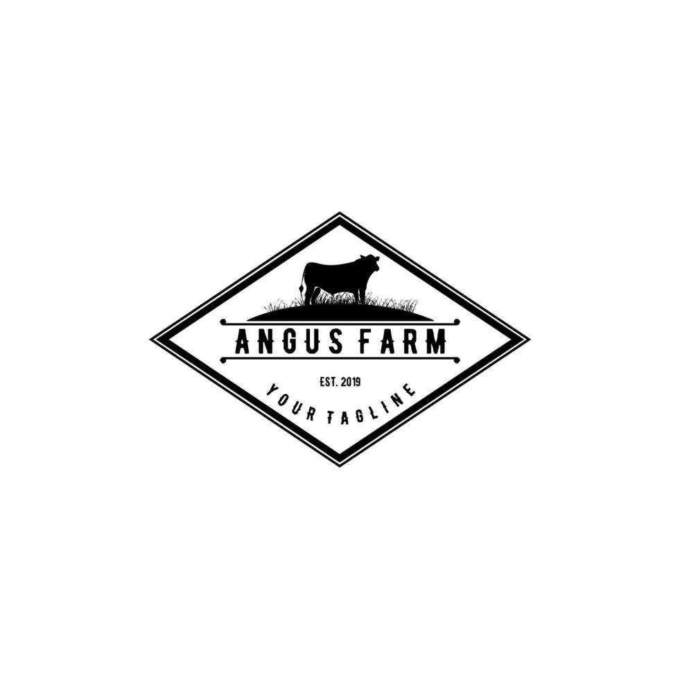 angus azienda agricola bestiame distintivo vettore logo design