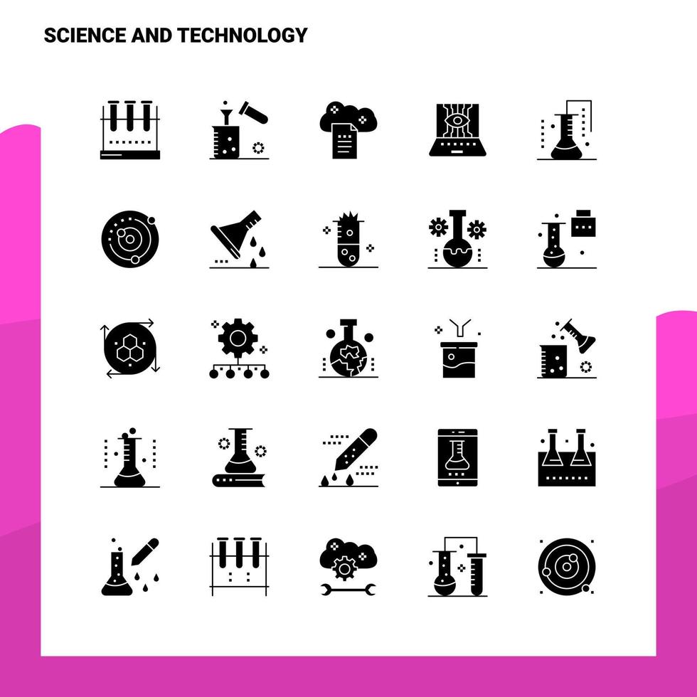 25 scienza e tecnologia icona impostato solido glifo icona vettore illustrazione modello per ragnatela e mobile idee per attività commerciale azienda