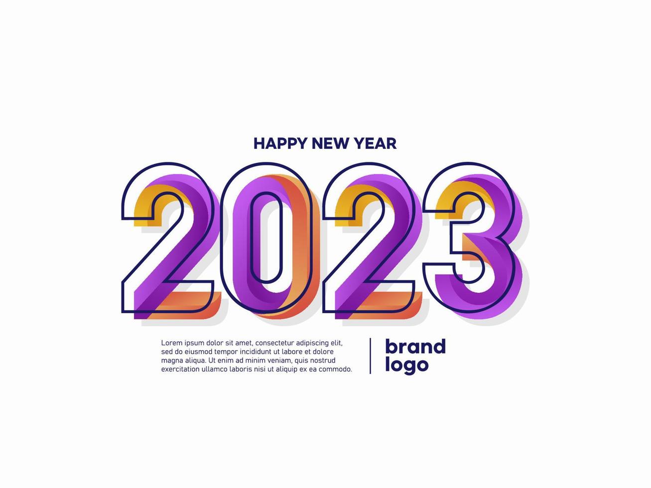 contento nuovo anno 2023 logotipo vettore