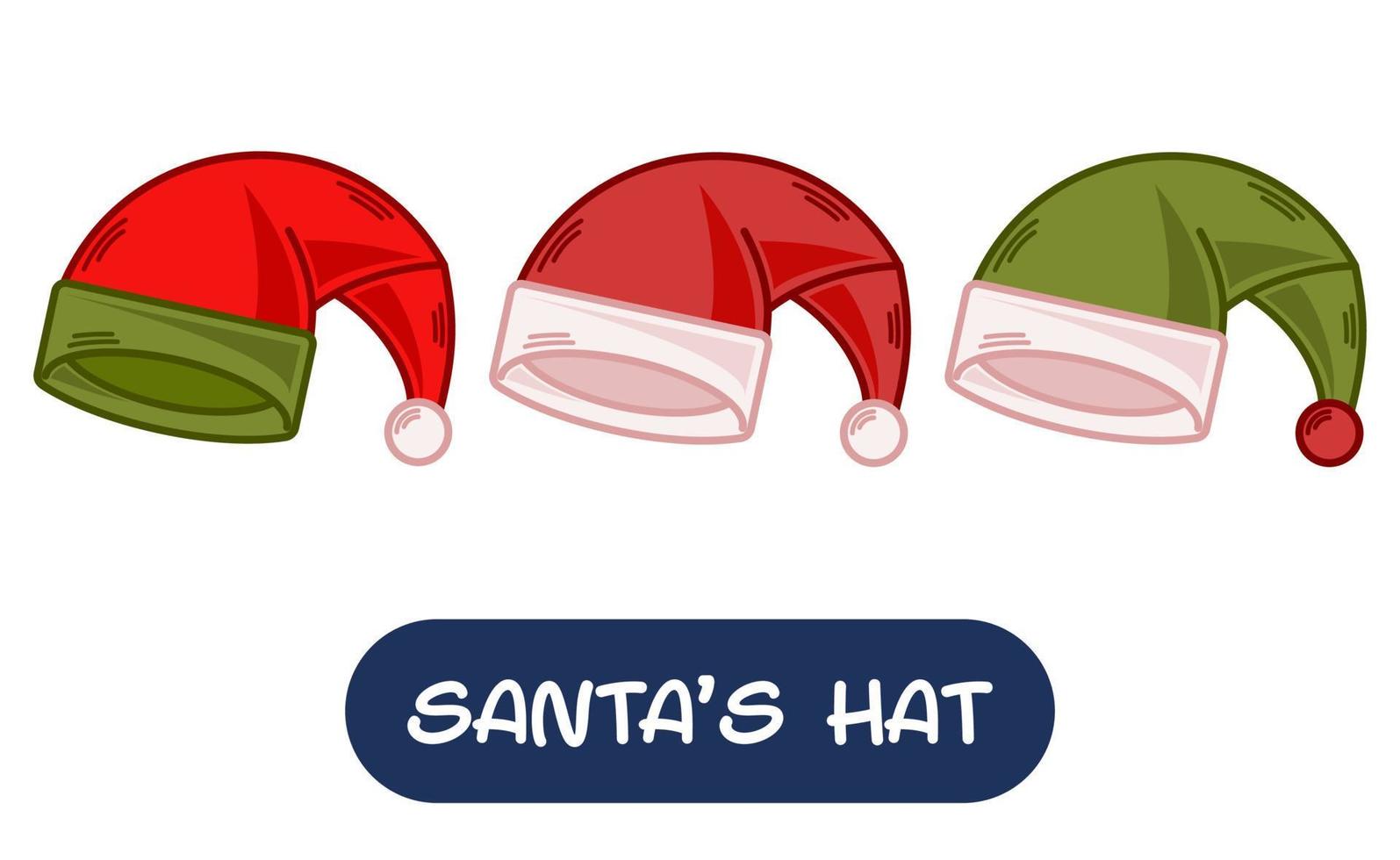 cartone animato Santa cappello illustrazione. impostato di variazione colori. eps 10 vettore