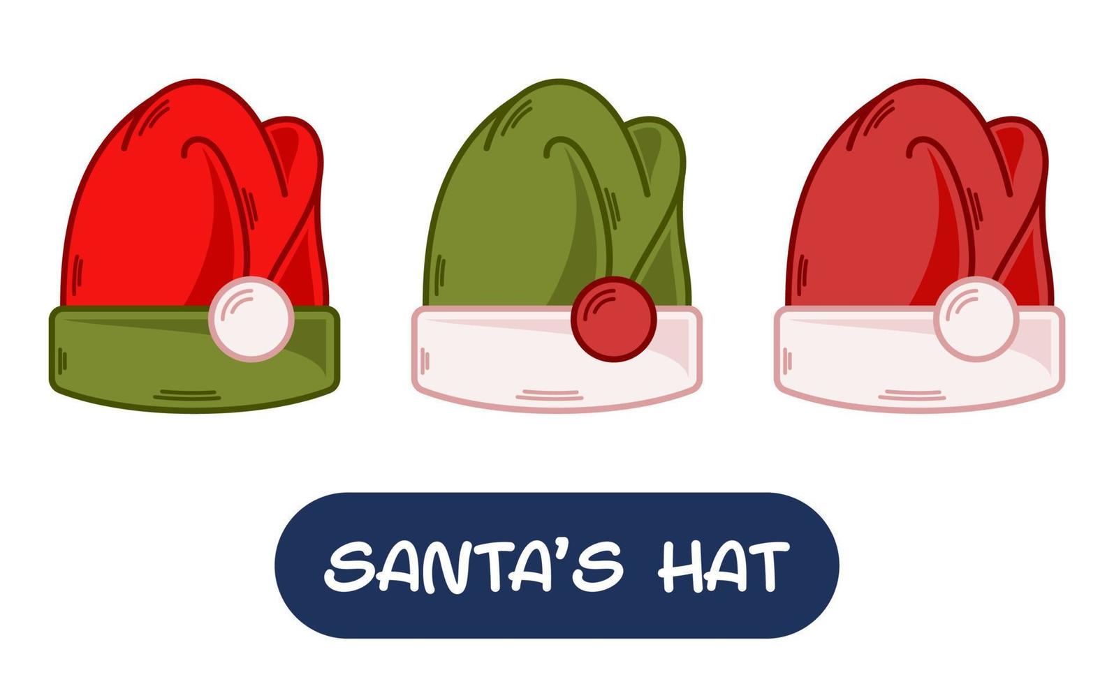 cartone animato Santa cappello illustrazione. impostato di variazione colori. eps 10 vettore