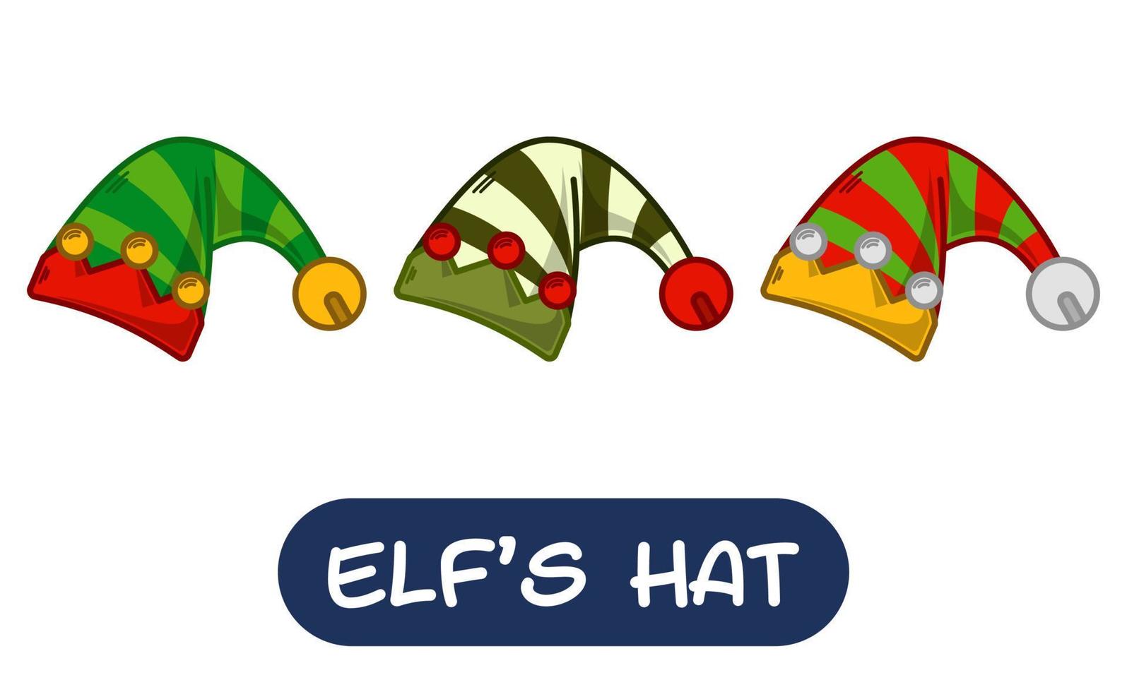 cartone animato elfo cappello illustrazione. impostato di variazione colori. eps 10 vettore