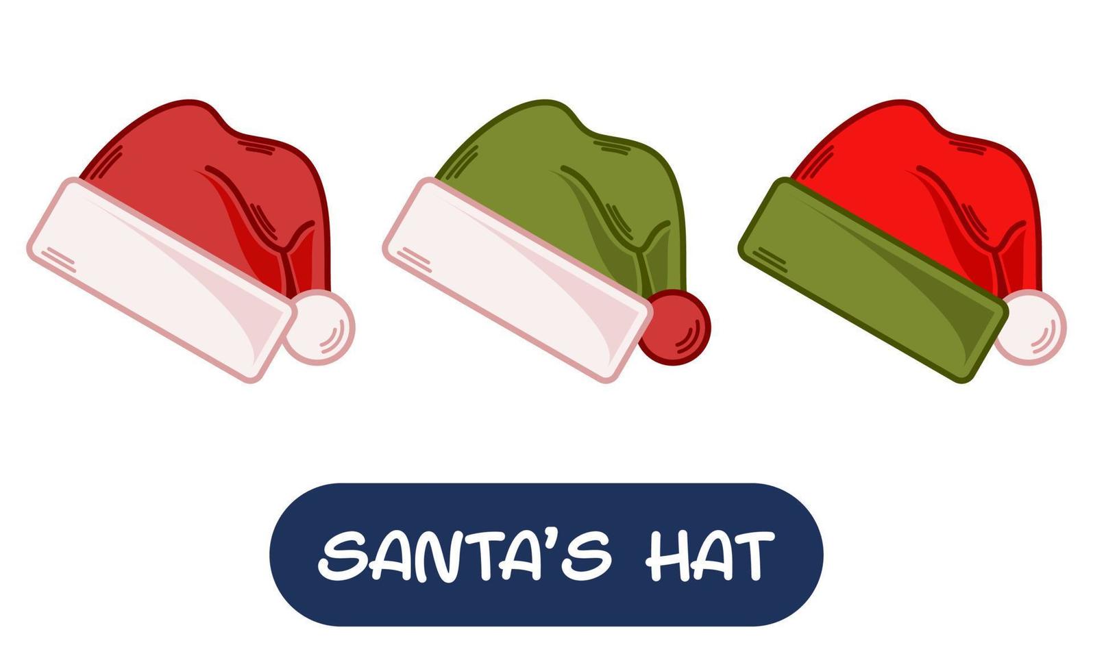 cartone animato Santa cappello illustrazione. impostato di variazione colori. eps 10 vettore