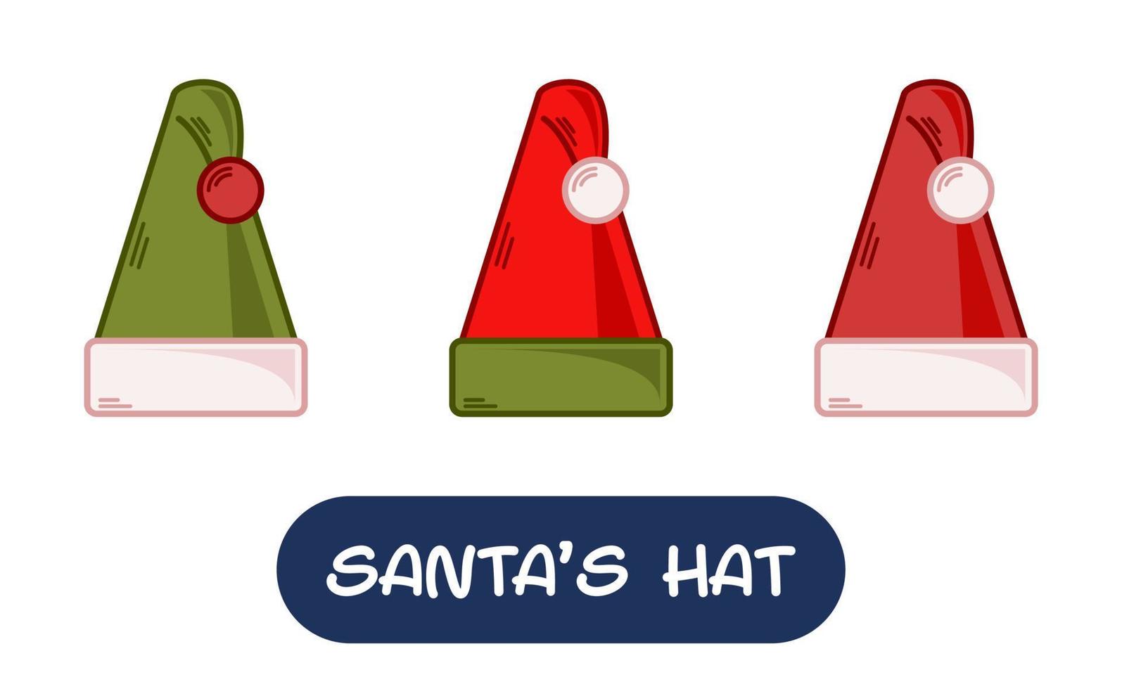 cartone animato Santa cappello illustrazione. impostato di variazione colori. eps 10 vettore