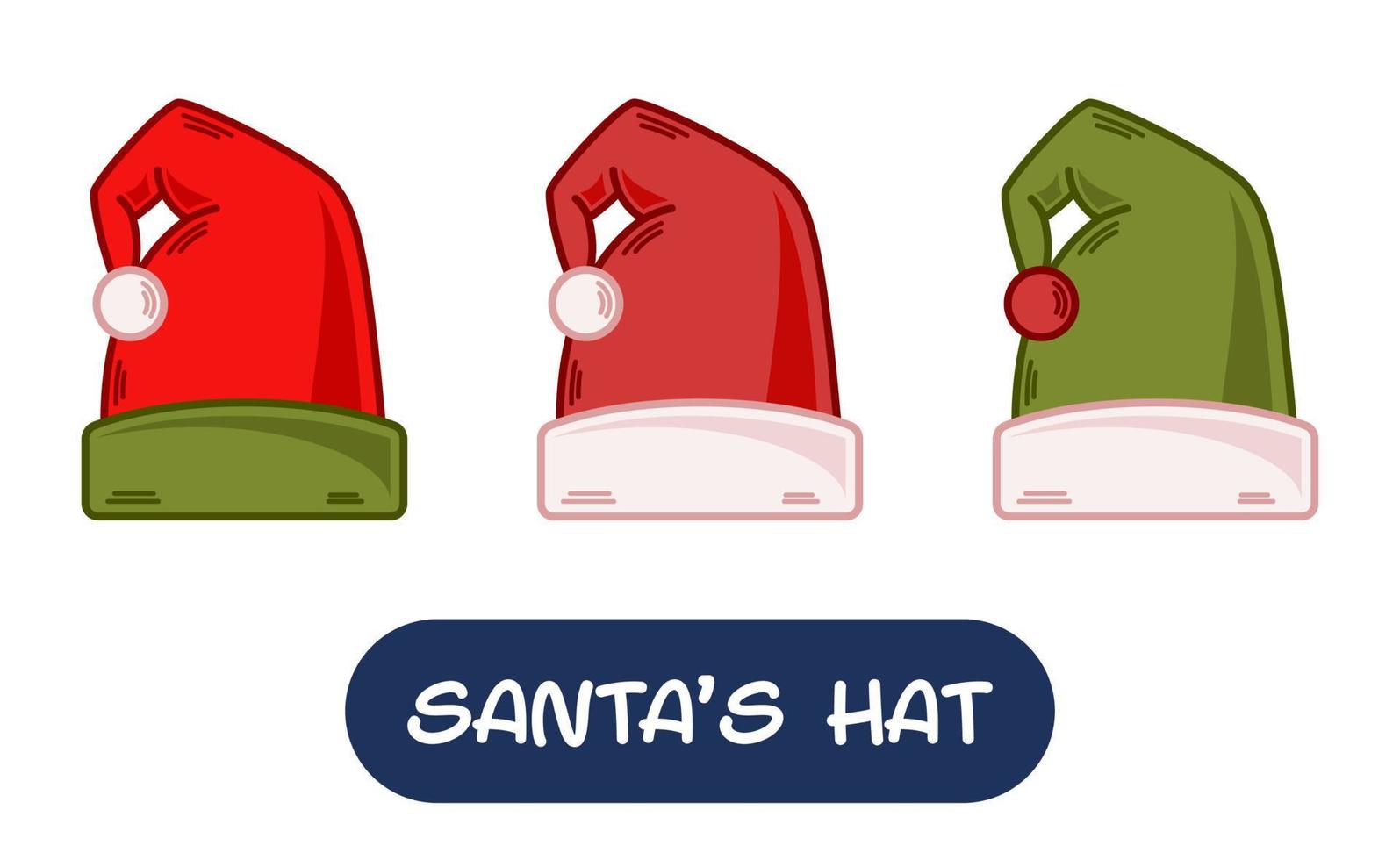 cartone animato Santa cappello illustrazione. impostato di variazione colori. eps 10 vettore