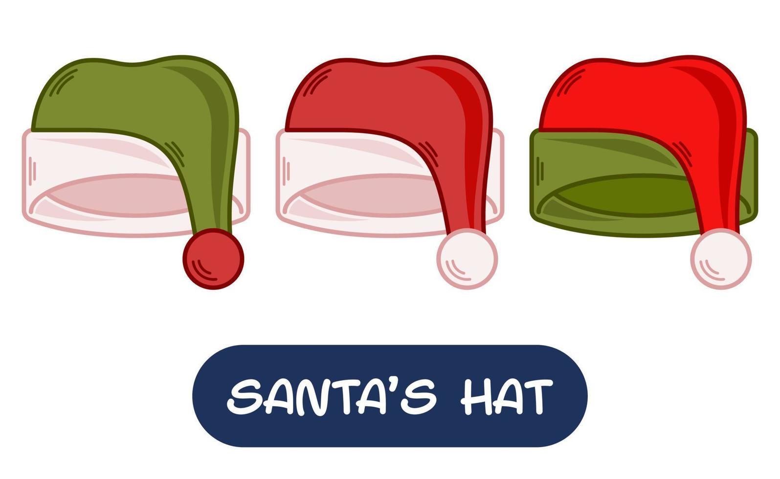 cartone animato Santa cappello illustrazione. impostato di variazione colori. eps 10 vettore