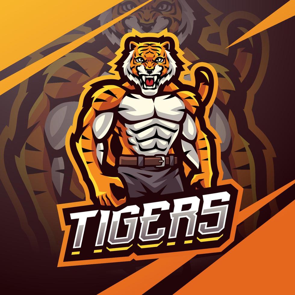 tigri esport logo mascotte design vettore