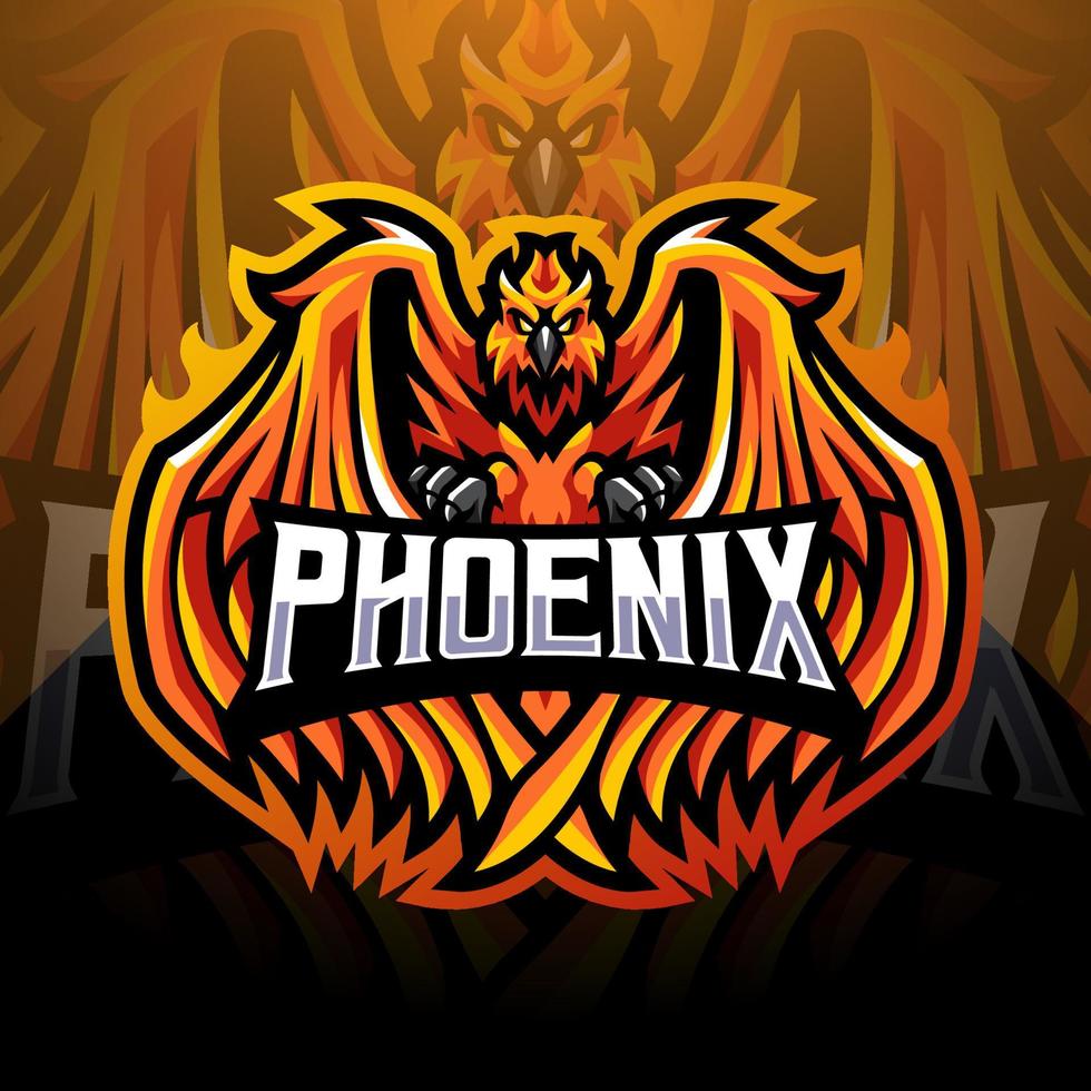 disegno del logo della mascotte di phoenix esport vettore