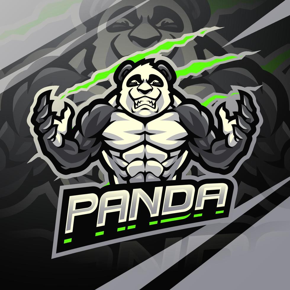 logo mascotte esport combattente panda vettore