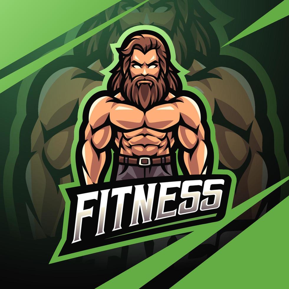 fitness uomo esport portafortuna logo design vettore