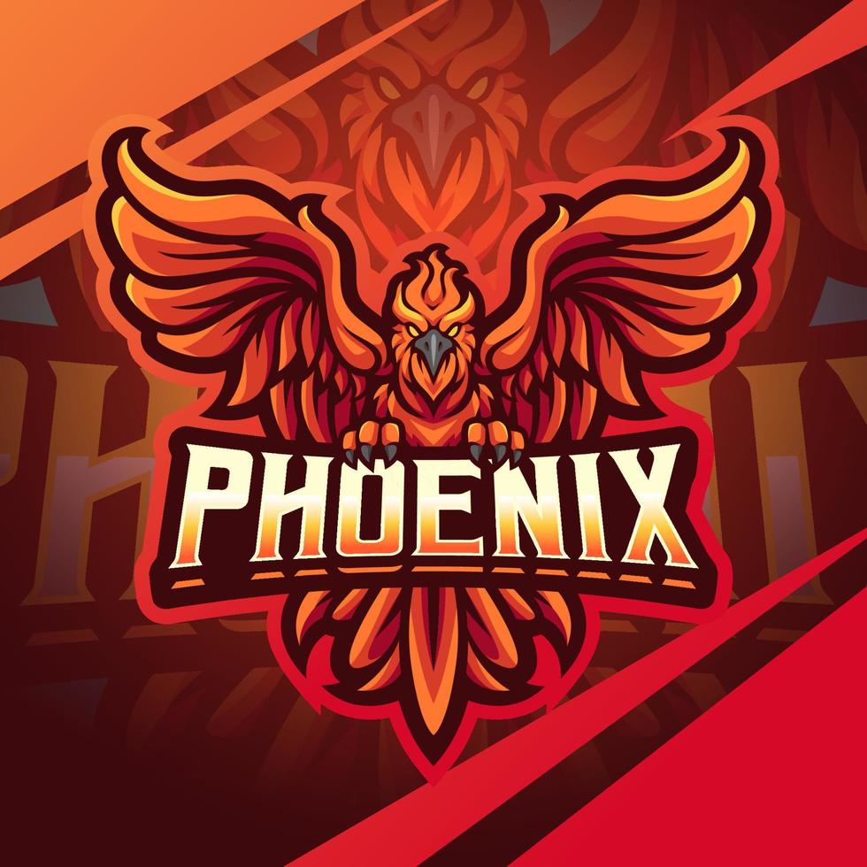 disegno del logo della mascotte di phoenix esport vettore