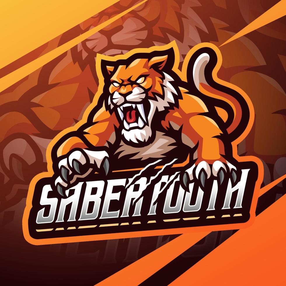 sabertooth esport portafortuna logo design vettore