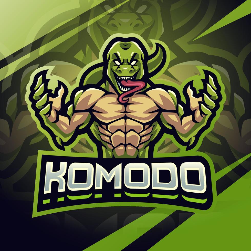 komodo combattente esport portafortuna logo design vettore