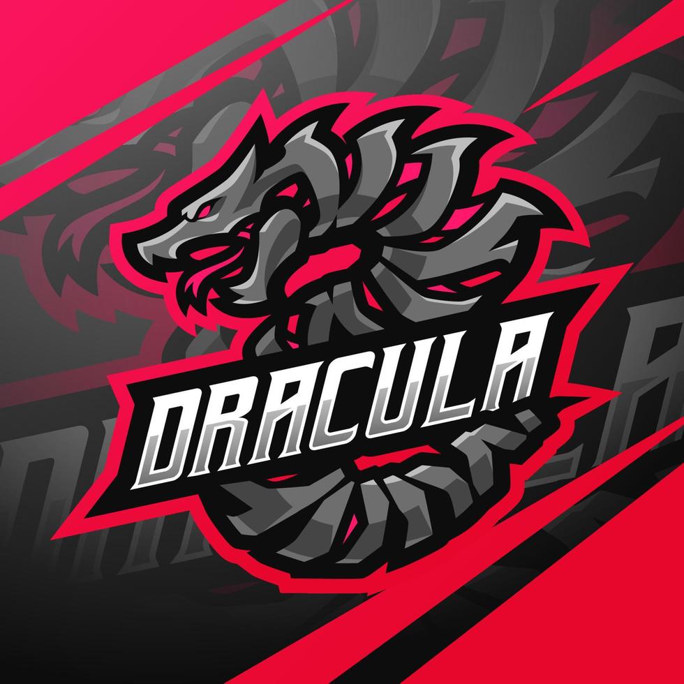 dracula serpente esport portafortuna logo design vettore