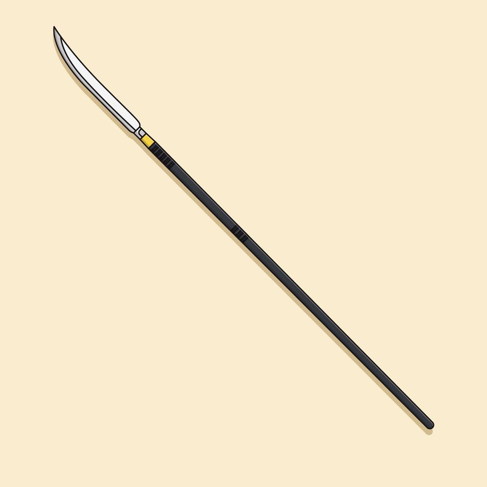 naginata vettore icona illustrazione. giapponese lancia vettore. piatto cartone animato stile adatto per ragnatela atterraggio pagina, striscione, volantino, etichetta, sfondo, sfondo