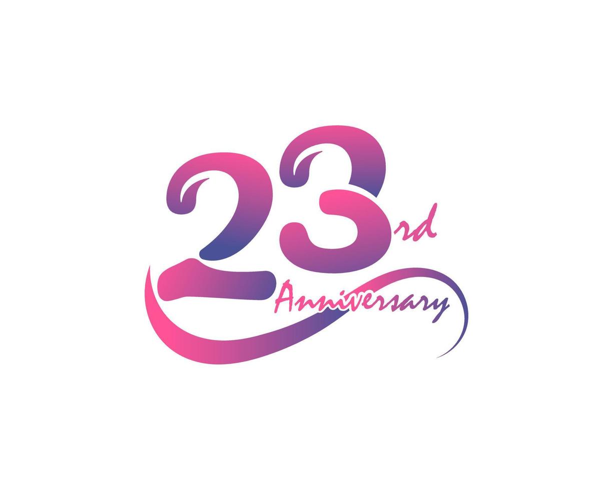 23 anni anniversario logotipo. 23 anniversario modello design per creativo manifesto, volantino, volantino, invito carta vettore