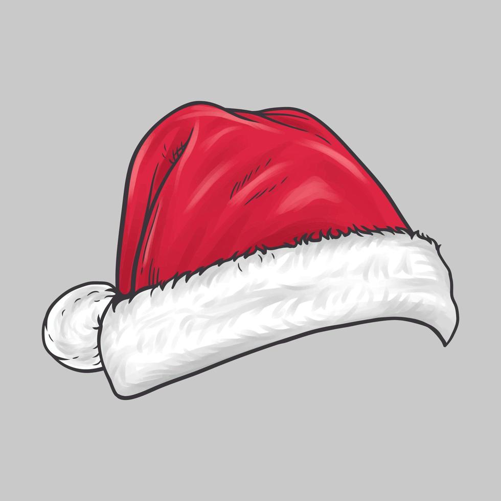 Santa rosso cappello vettore disegno. mano disegnato stile vettore illustrazione