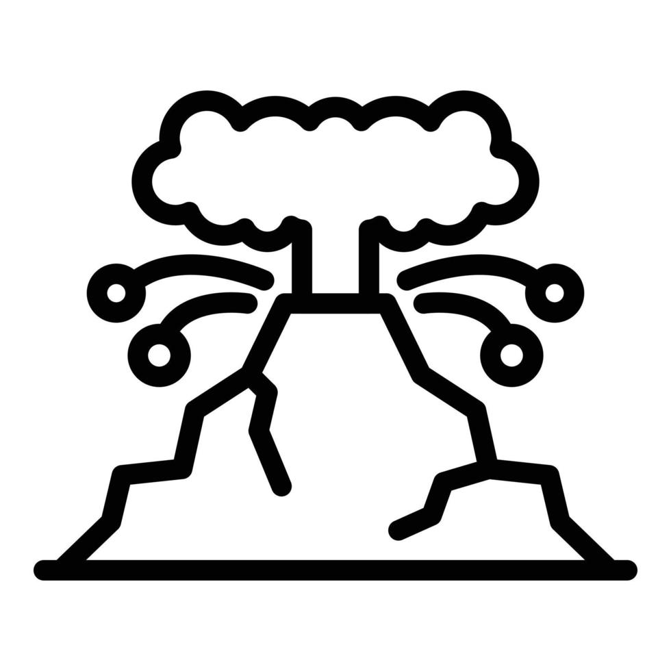 vulcano eruzione icona, schema stile vettore