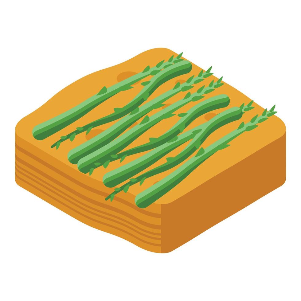 asparago torta icona, isometrico stile vettore