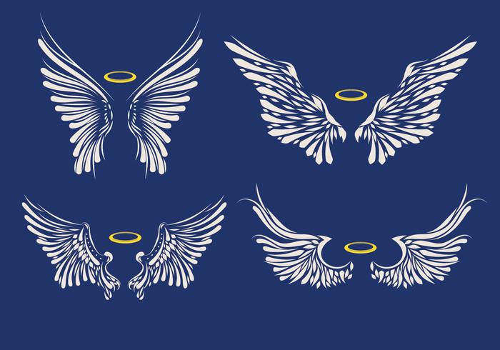 Set di illustrazione di ali bianche vettore