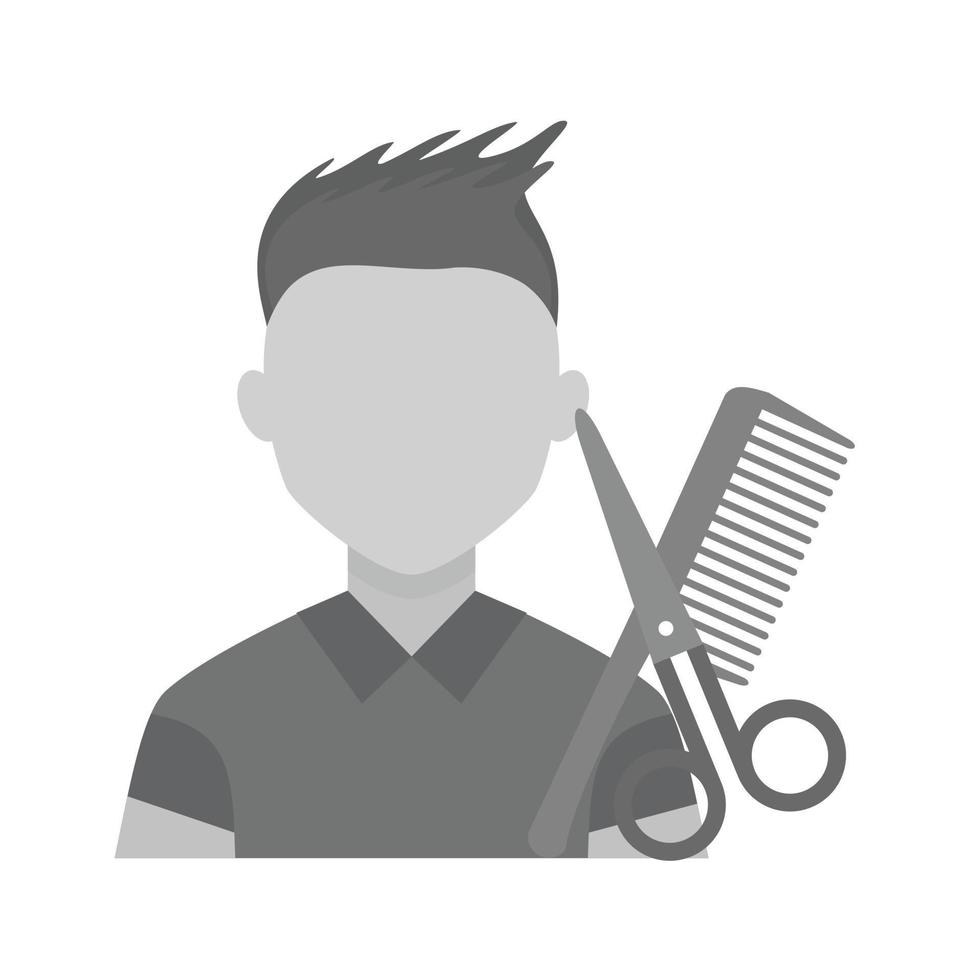 barbiere piatto in scala di grigi icona vettore