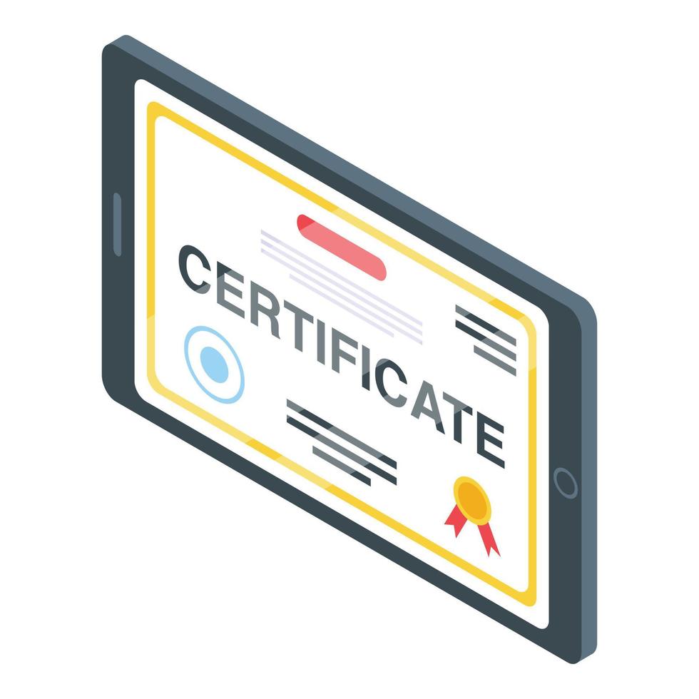 studia certificato icona, isometrico stile vettore