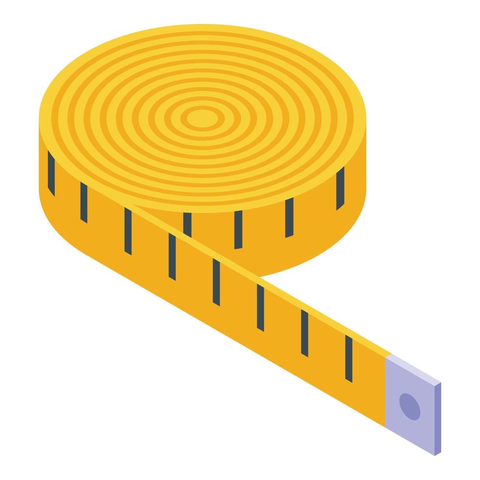 capi di abbigliamento riparazione misurazione nastro icona, isometrico stile vettore