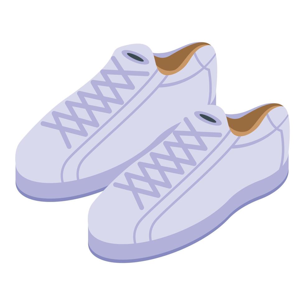 bianca pelle scarpe da ginnastica icona, isometrico stile vettore
