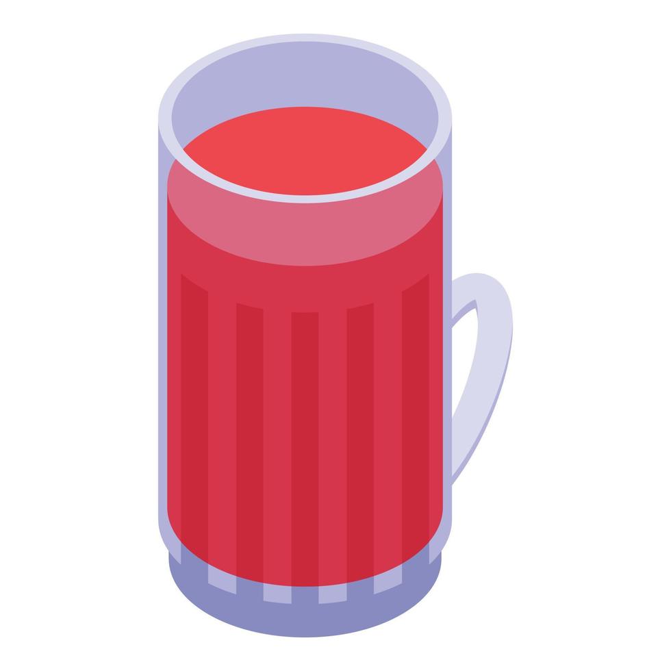 rosso tè boccale icona, isometrico stile vettore