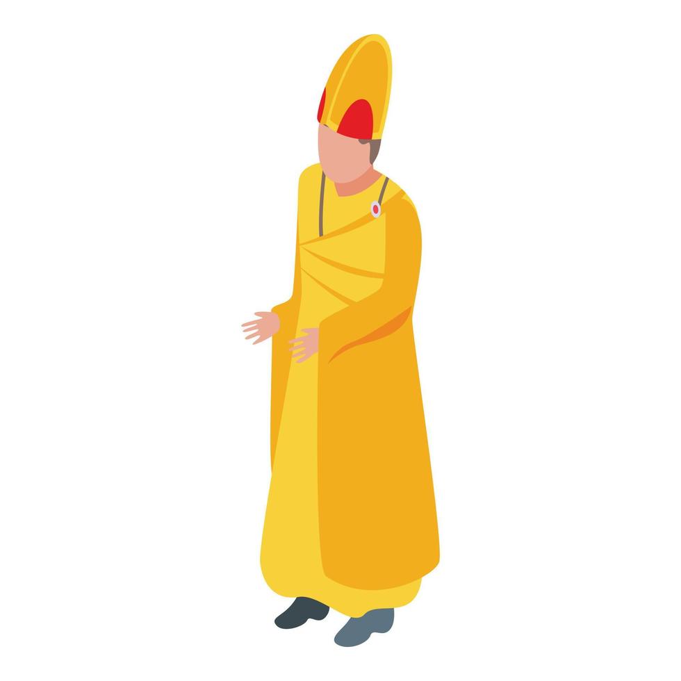oro Abiti sacerdote icona, isometrico stile vettore