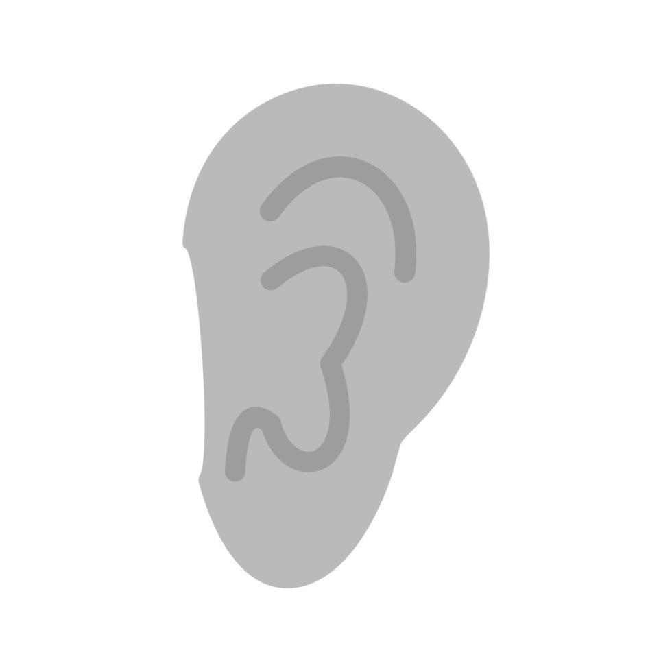 orecchio piatto in scala di grigi icona vettore