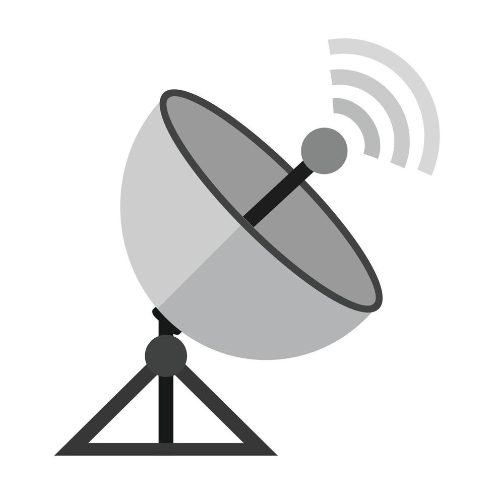 satellitare piatto piatto in scala di grigi icona vettore