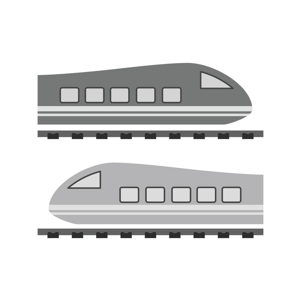 treni piatto in scala di grigi icona vettore