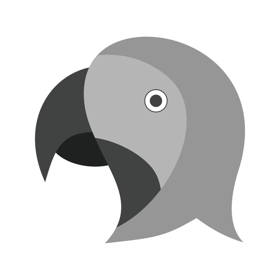 pappagallo viso piatto in scala di grigi icona vettore