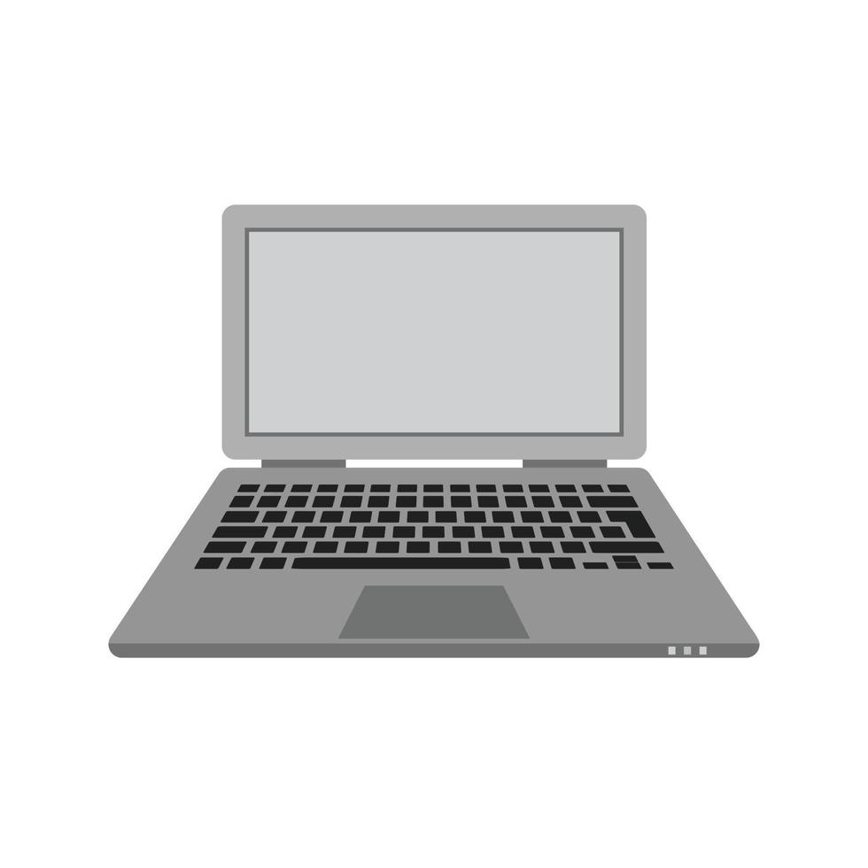 il computer portatile piatto in scala di grigi icona vettore