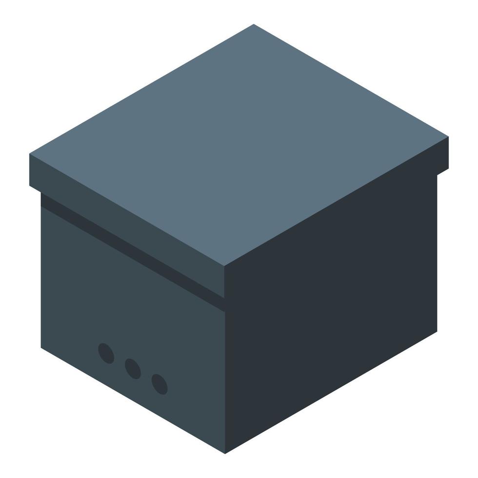 confezionato nero scatola icona, isometrico stile vettore