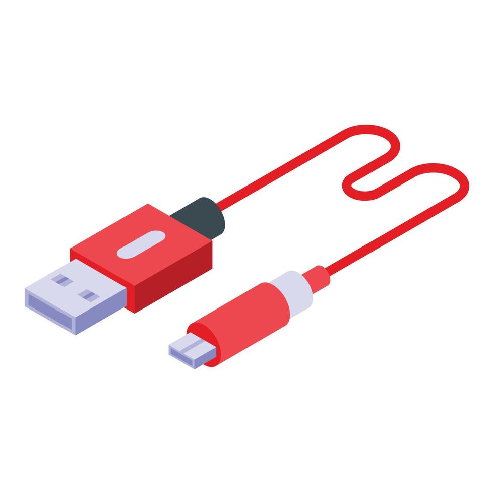 USB cavo caricabatterie icona, isometrico stile vettore