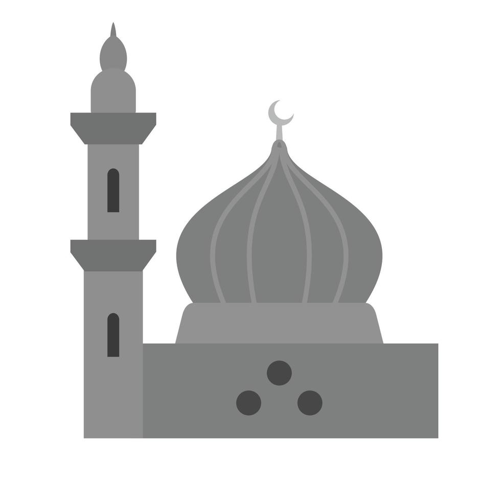 del profeta moschea piatto in scala di grigi icona vettore