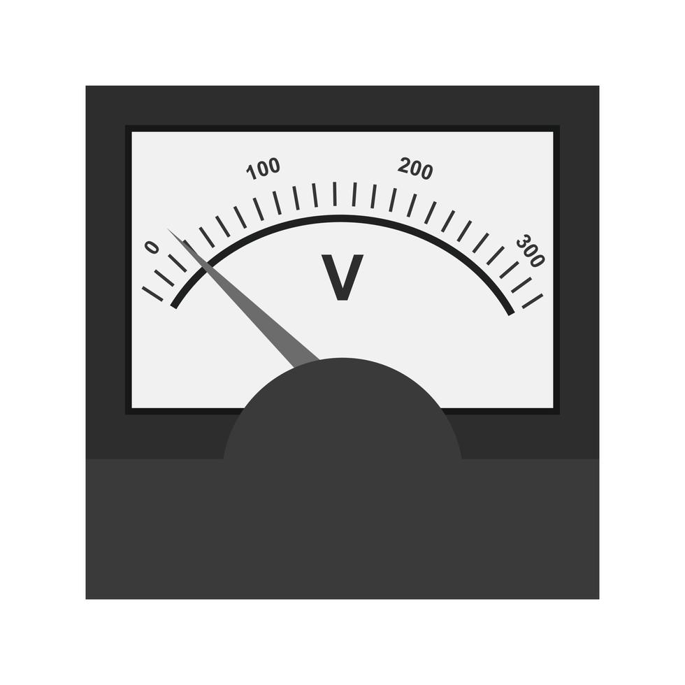 voltmetro piatto in scala di grigi icona vettore