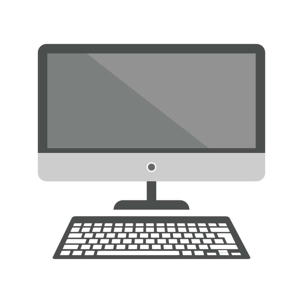 del desktop piatto in scala di grigi icona vettore
