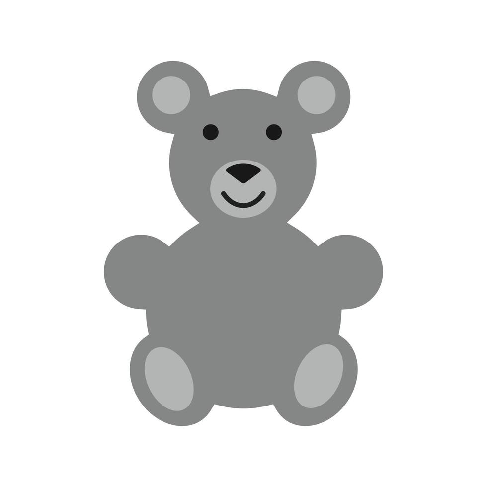 ripieno orso piatto in scala di grigi icona vettore