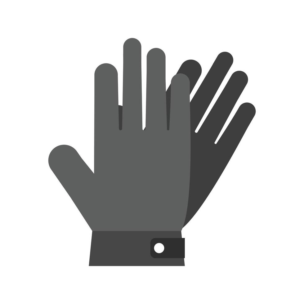 pelle guanti piatto in scala di grigi icona vettore