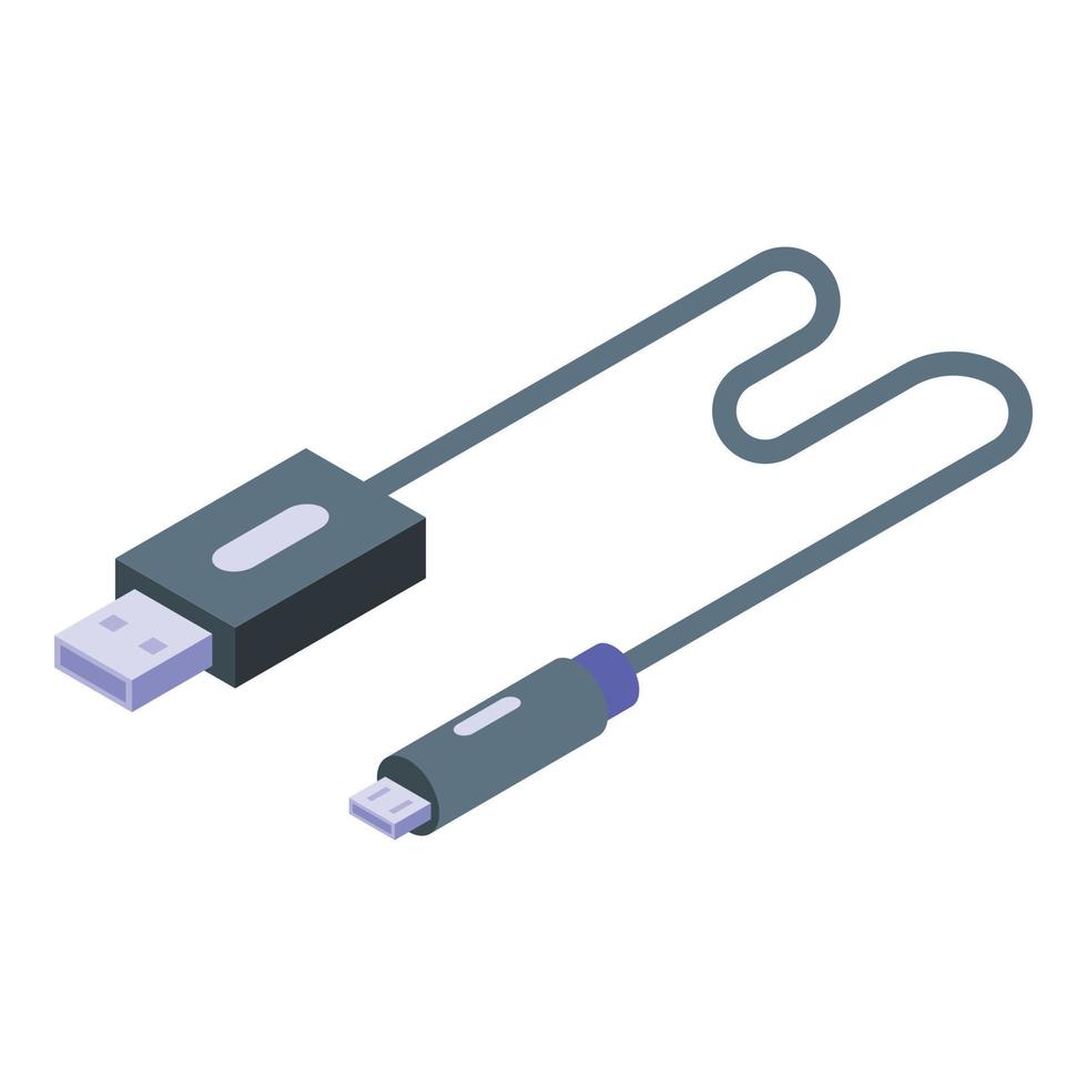 micro USB cavo caricabatterie icona, isometrico stile vettore