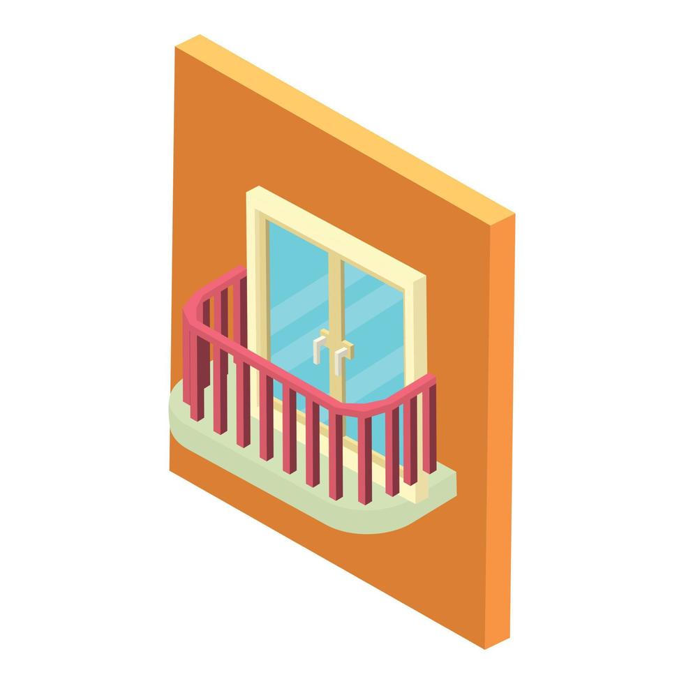 piccolo balcone icona, isometrico stile vettore