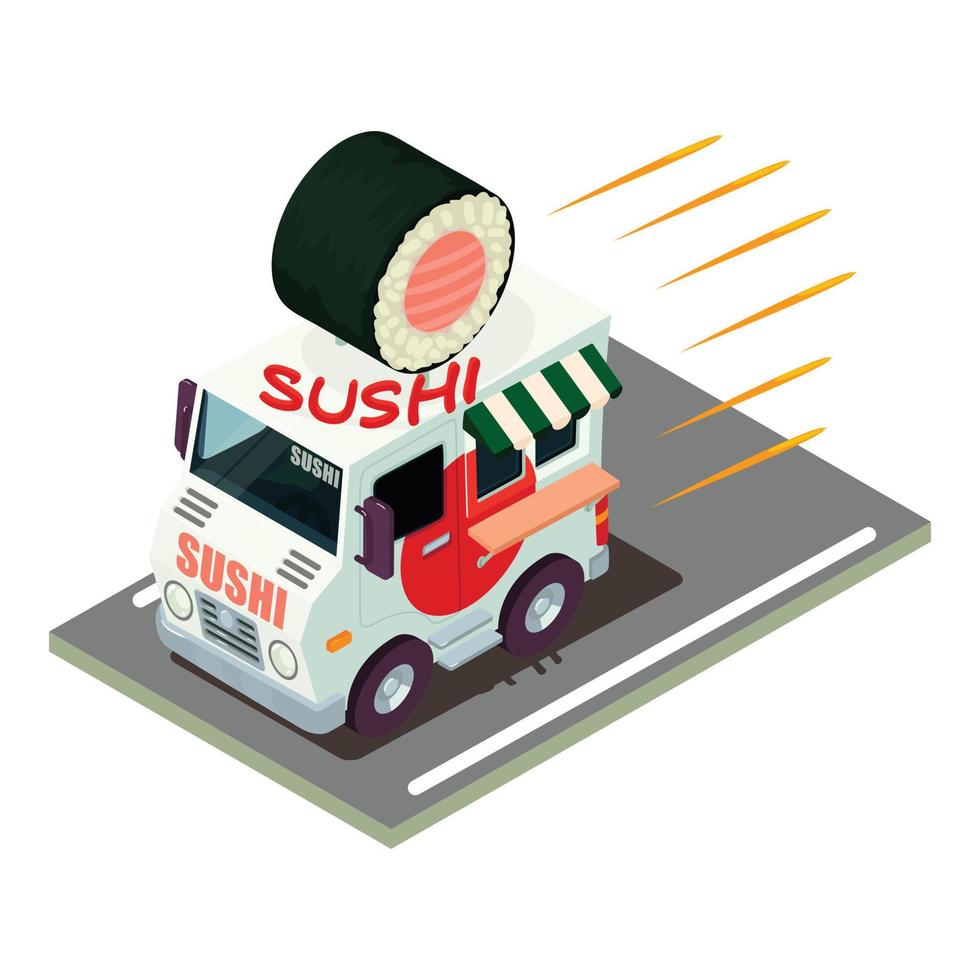 Sushi consegna icona, isometrico stile vettore