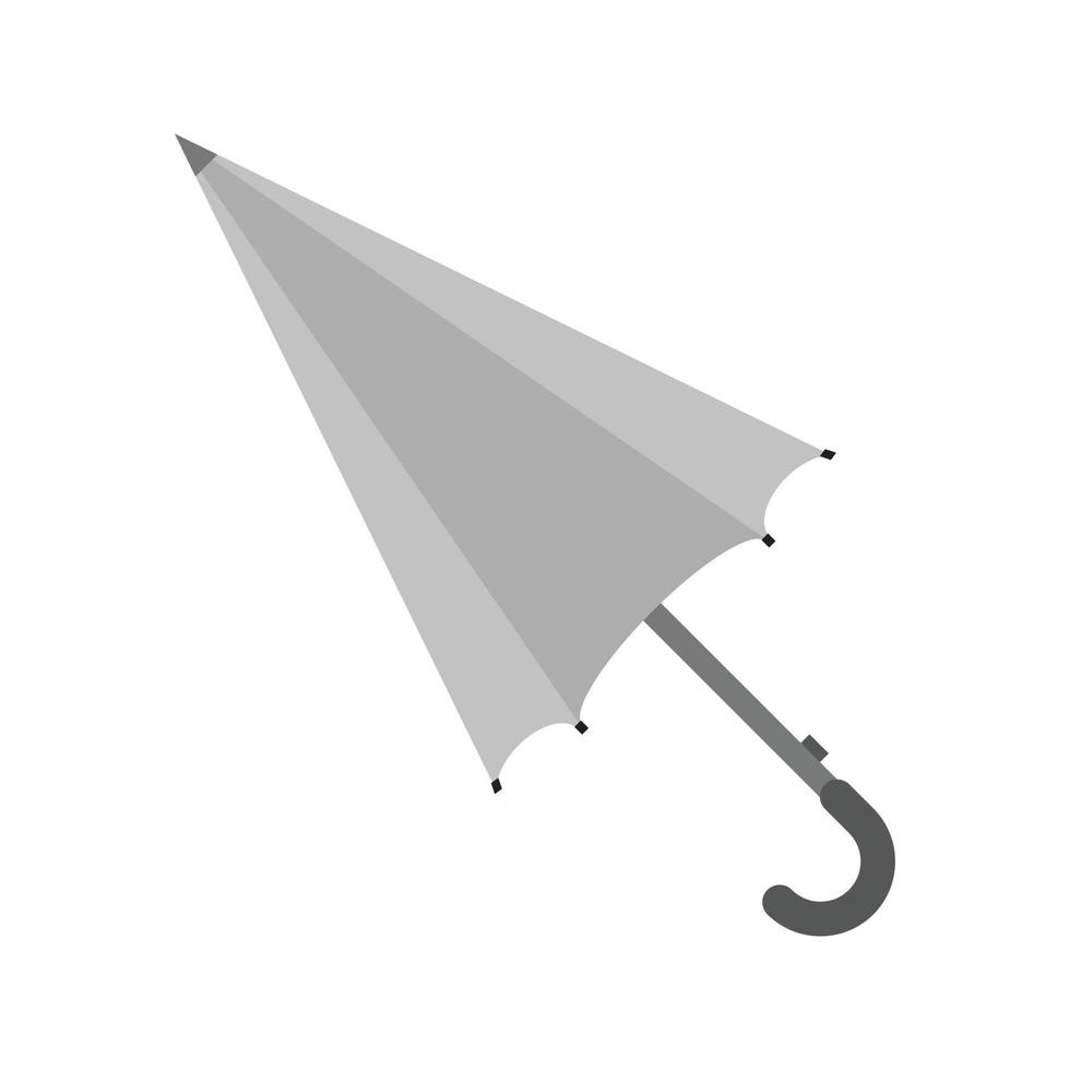 ombrello piatto in scala di grigi icona vettore
