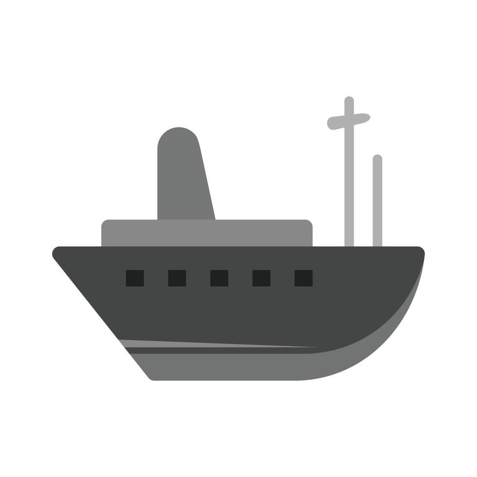 consegna nave piatto in scala di grigi icona vettore