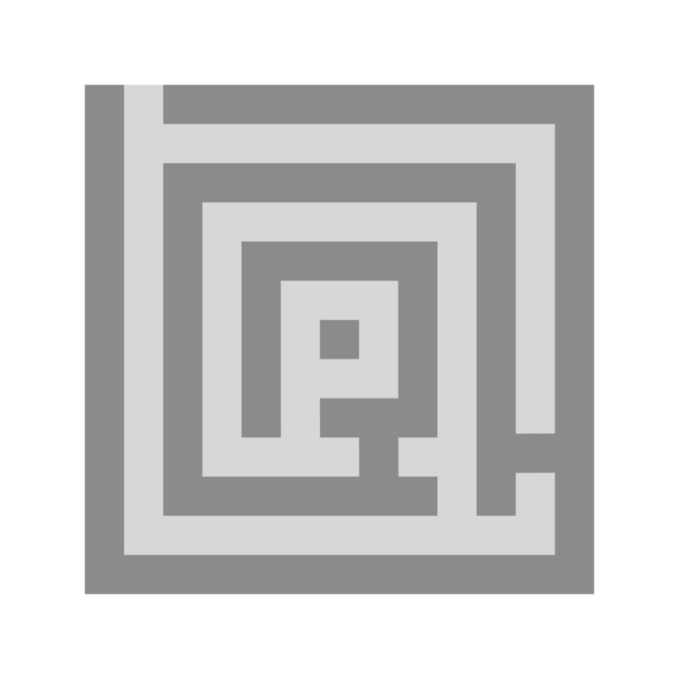 labirinto piatto in scala di grigi icona vettore
