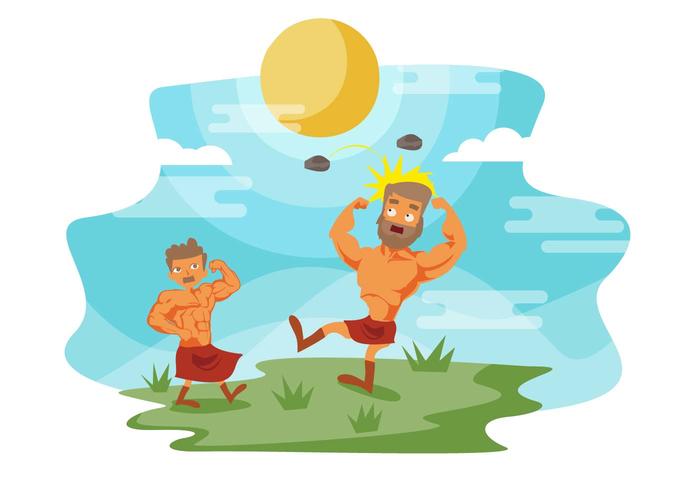 David e Goliath Battle Vector gratis